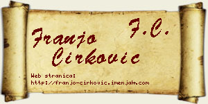 Franjo Ćirković vizit kartica